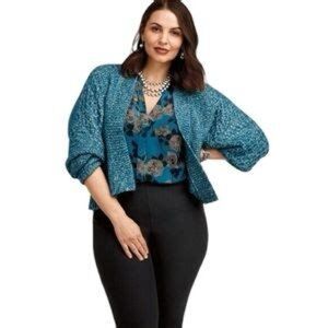 NWT Cabi 4095 Astral Blue Cable Knit Chunky Boxy Cozy Cropped size XS